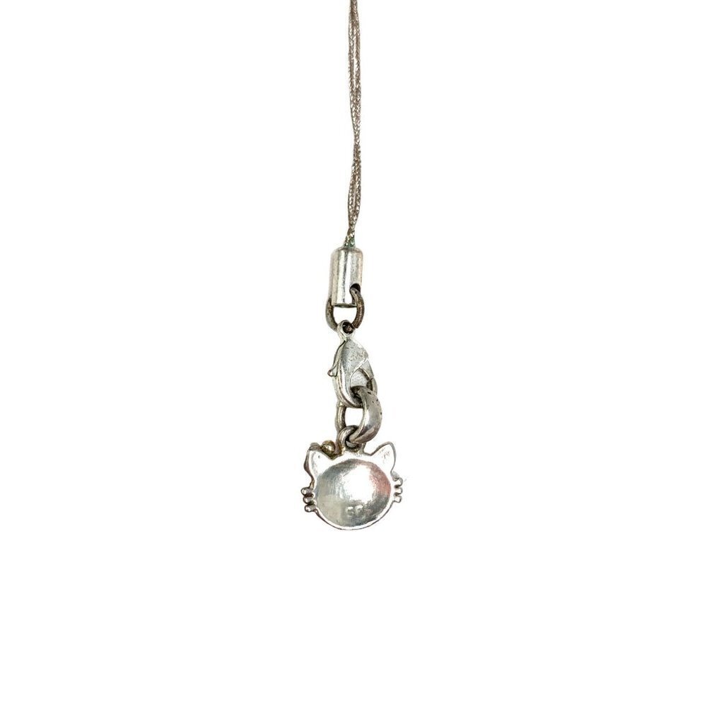 Hello Kitty Pave Crystal Silver Plated Charm Jump Ring & Hang Tag - 0.5” - Picture 4 of 5